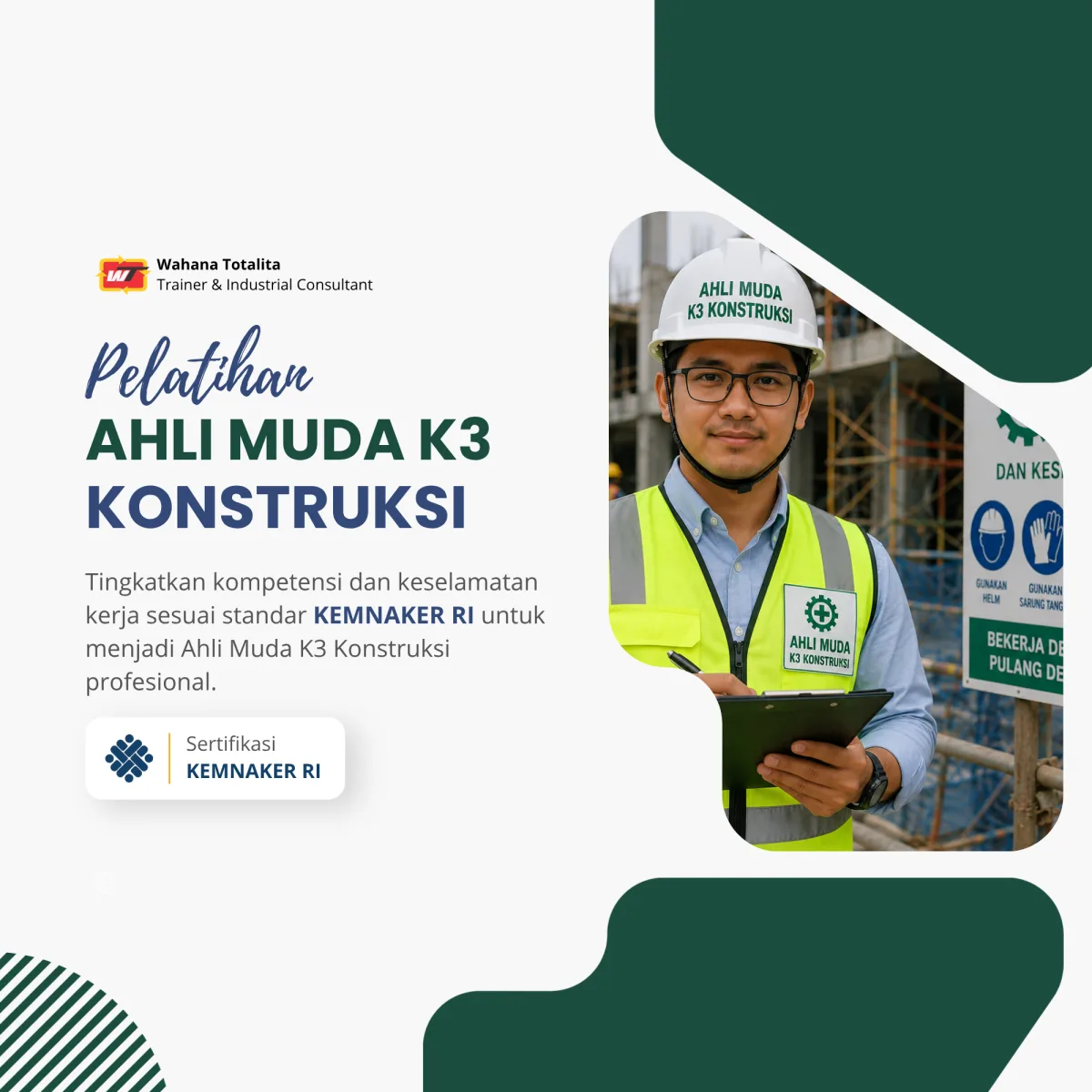 Pelatihan Ahli Muda K3 Konstruksi | Sertifikasi KEMNAKER RI