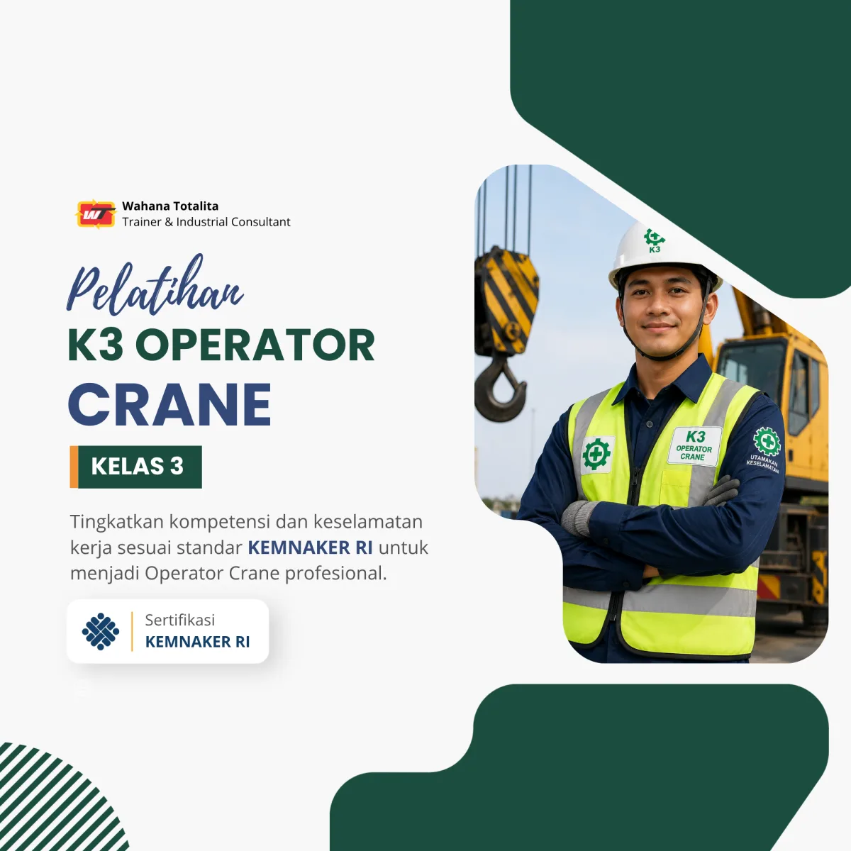 Pelatihan K3 Operator Crane Kelas 3 | Sertifikasi KEMNAKER RI