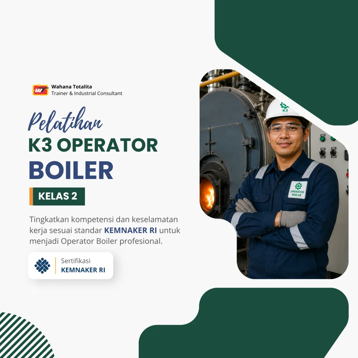 Pelatihan K3 Operator Boiler Kelas 2 | Sertifikasi KEMNAKER RI