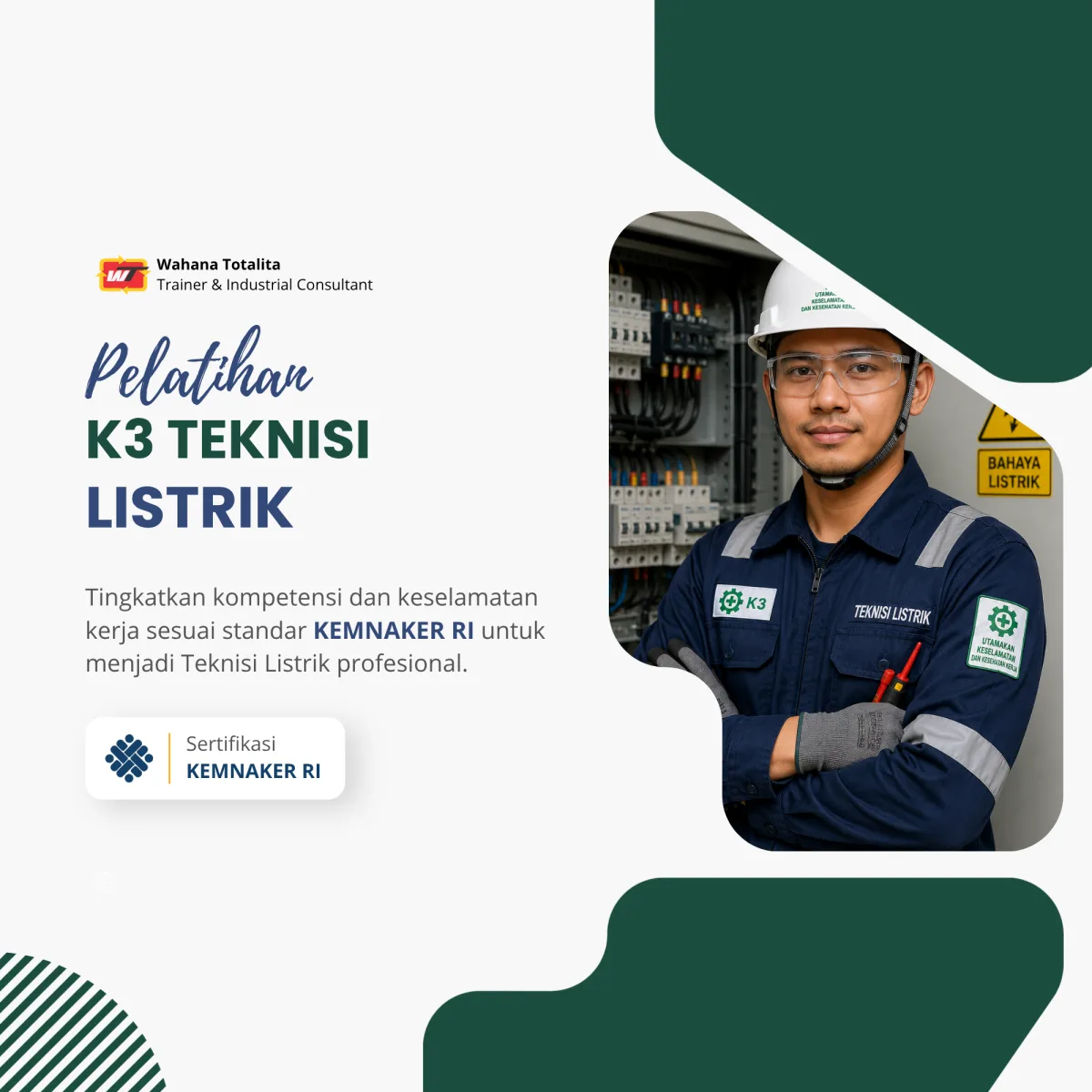Pelatihan K3 Teknisi Listrik | Sertifikasi KEMNAKER RI