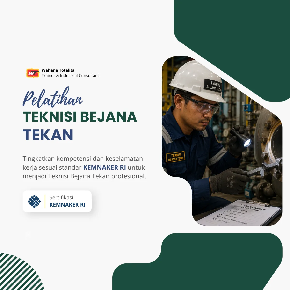 Pelatihan Teknisi Bejana Tekan | Sertifikasi KEMNAKER RI