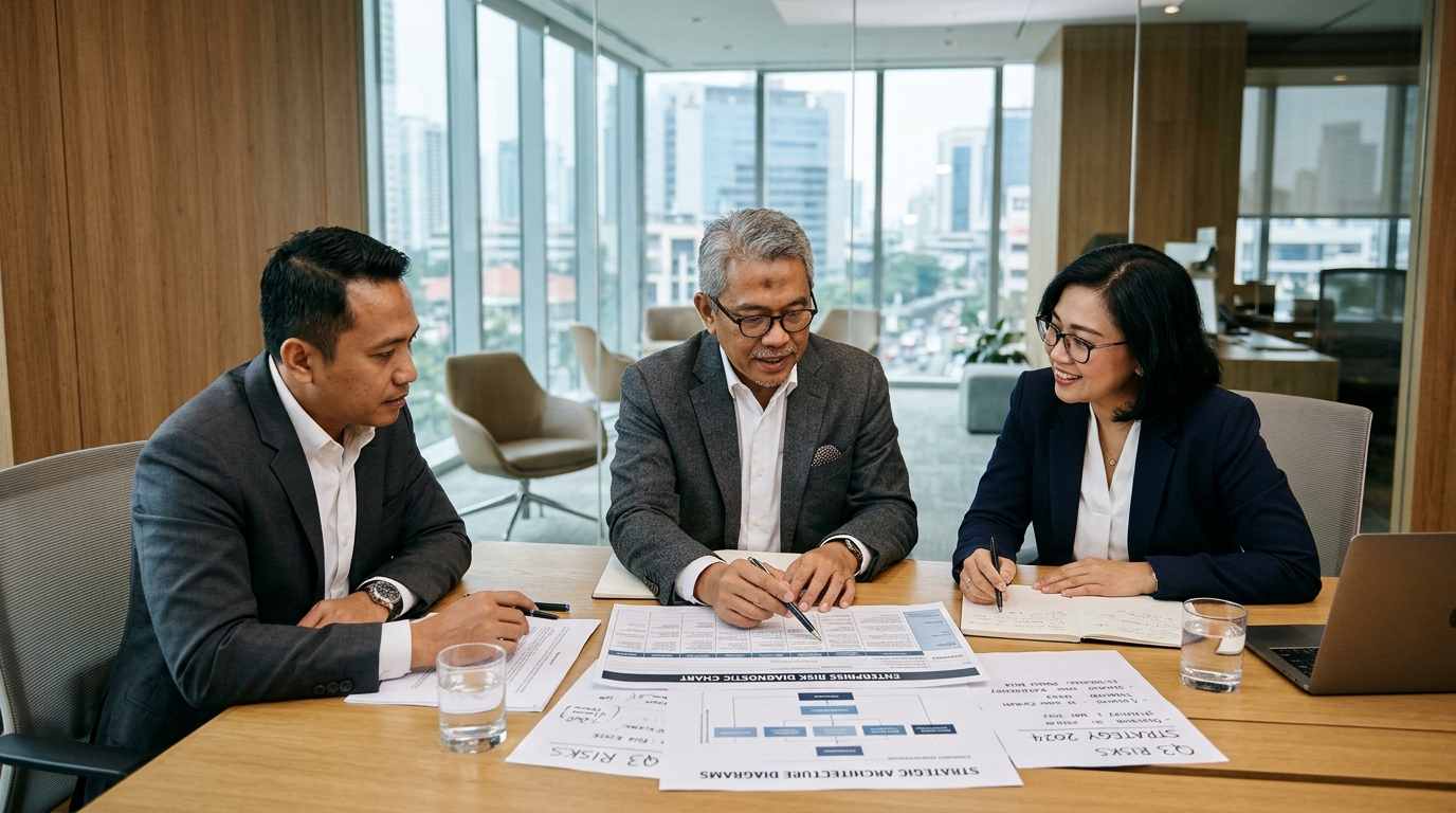Ilustrasi kolaborasi tim dalam pembahasan bisnis