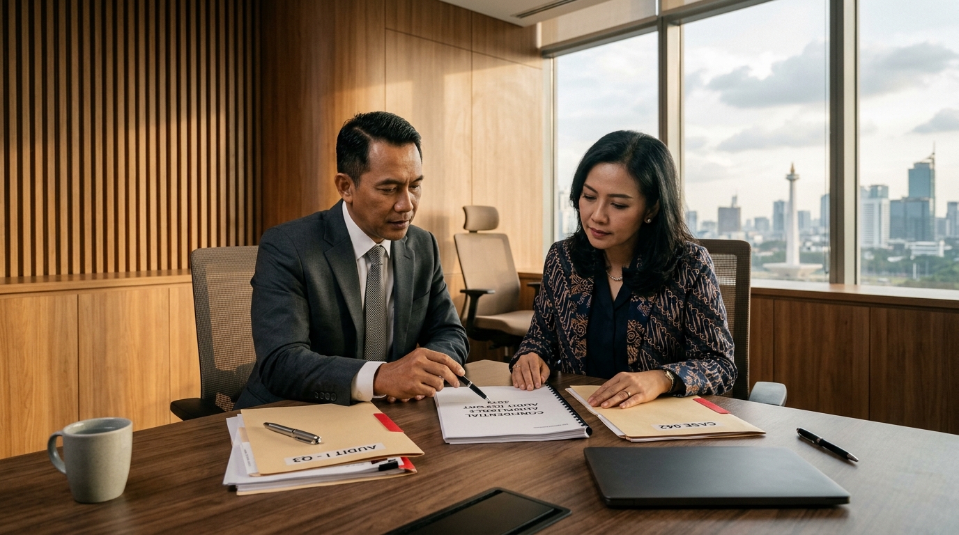 Ilustrasi profesional untuk risk-based internal audit / rbia / asurans