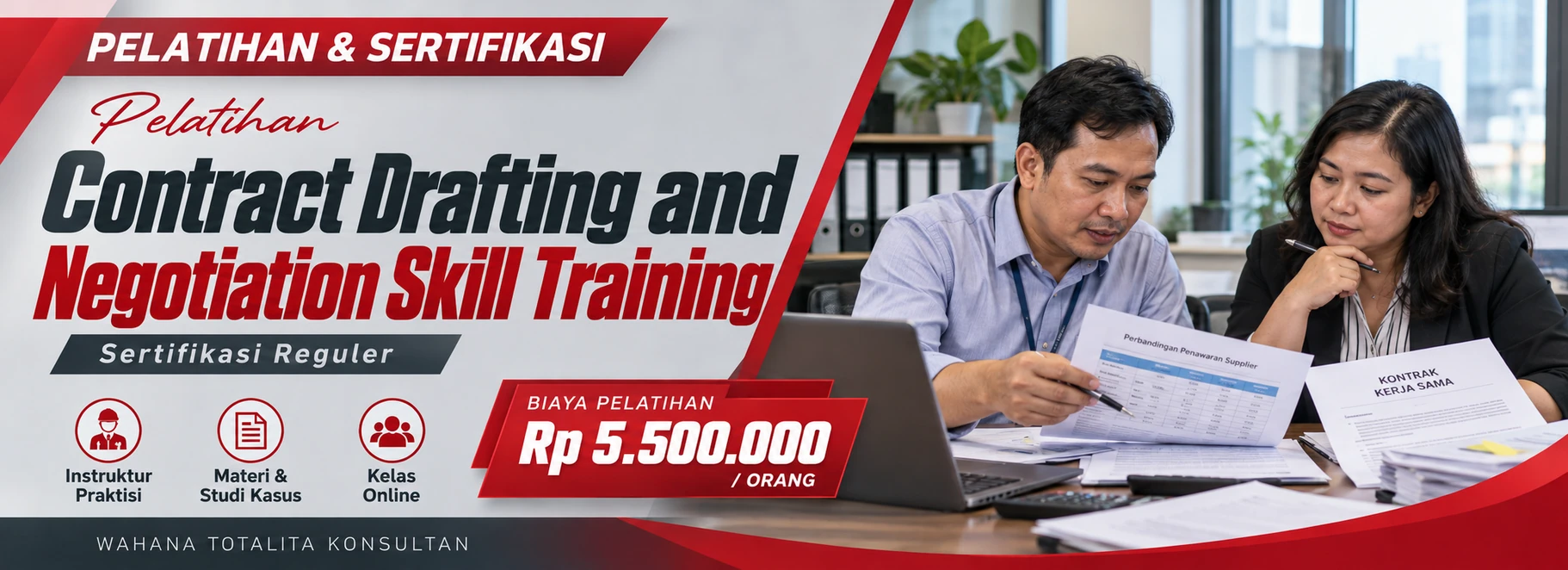 Pelatihan Pelatihan Contract Drafting and Negotiation Skill Training Komprehensif Sertifikasi Reguler