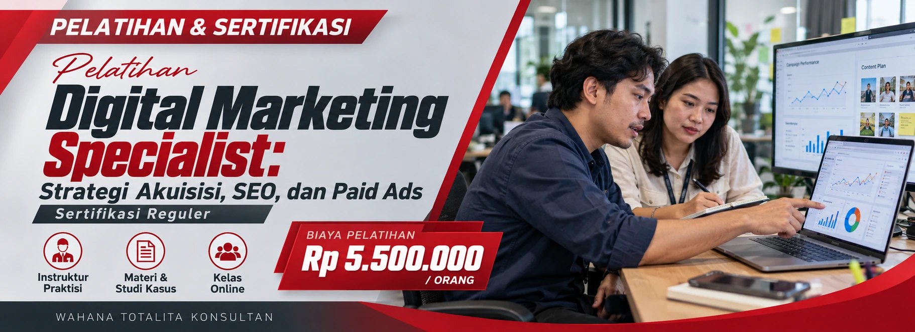 Pelatihan Pelatihan Digital Marketing Specialist: Strategi Akuisisi, SEO, dan Paid Ads Sertifikasi Reguler