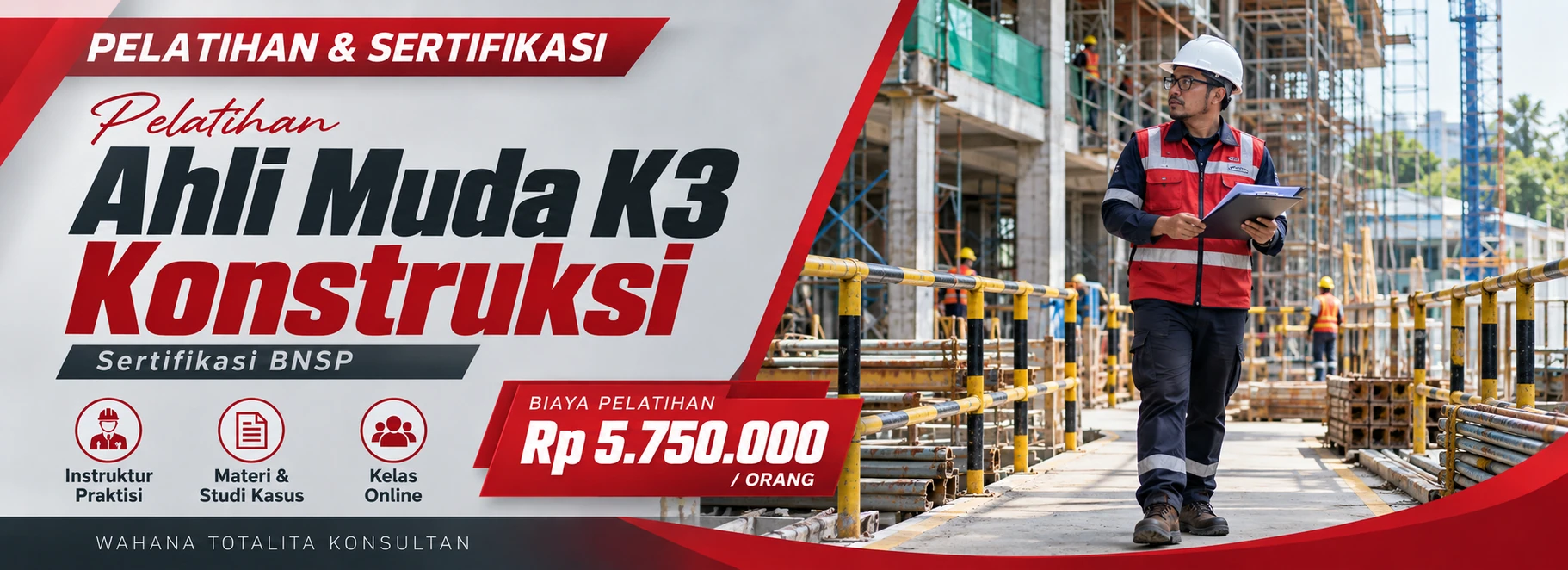 Pelatihan Pelatihan Ahli Muda K3 Konstruksi Sertifikasi BNSP / Kemnaker RI