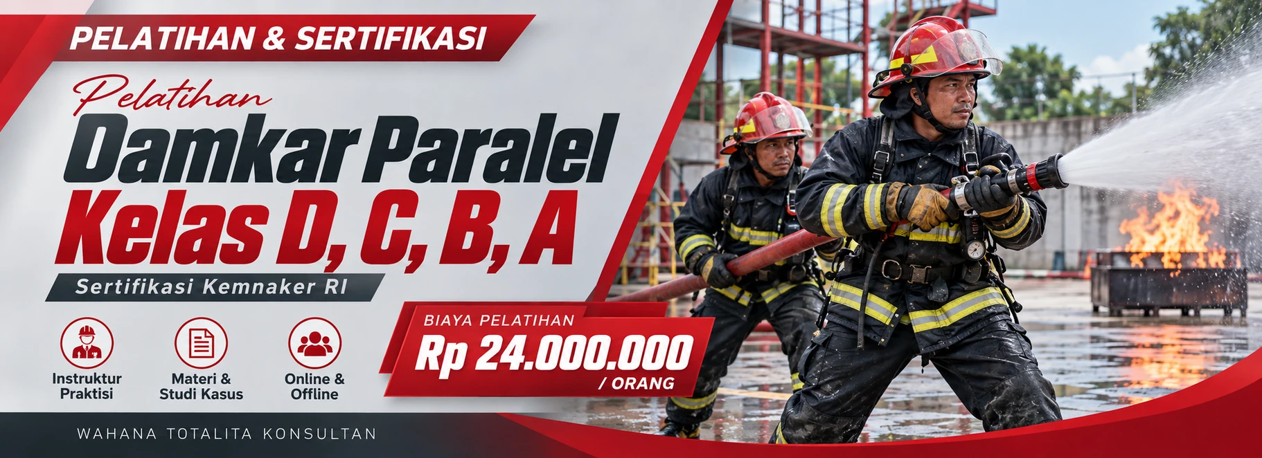 Pelatihan Pelatihan Damkar Paralel Kelas D, C, B, A Sertifikasi Kemnaker RI Sertifikasi KEMNAKER RI