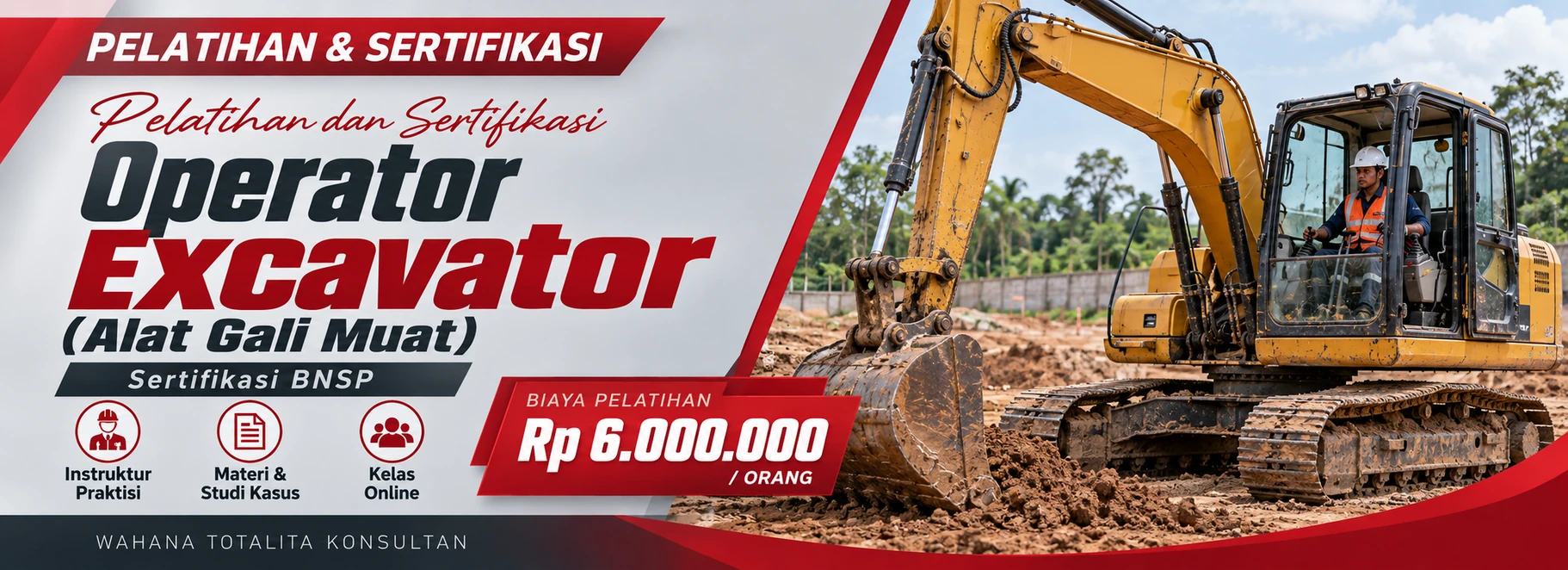 Pelatihan Pelatihan dan Sertifikasi Operator Excavator (Alat Gali Muat) BNSP Sertifikasi BNSP
