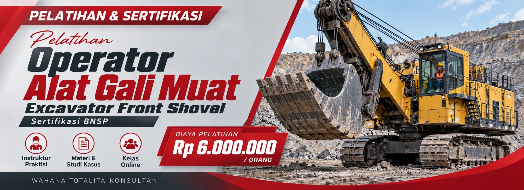 Pelatihan Pelatihan & Sertifikasi Operator Alat Gali Muat Excavator Front Shovel BNSP Sertifikasi BNSP