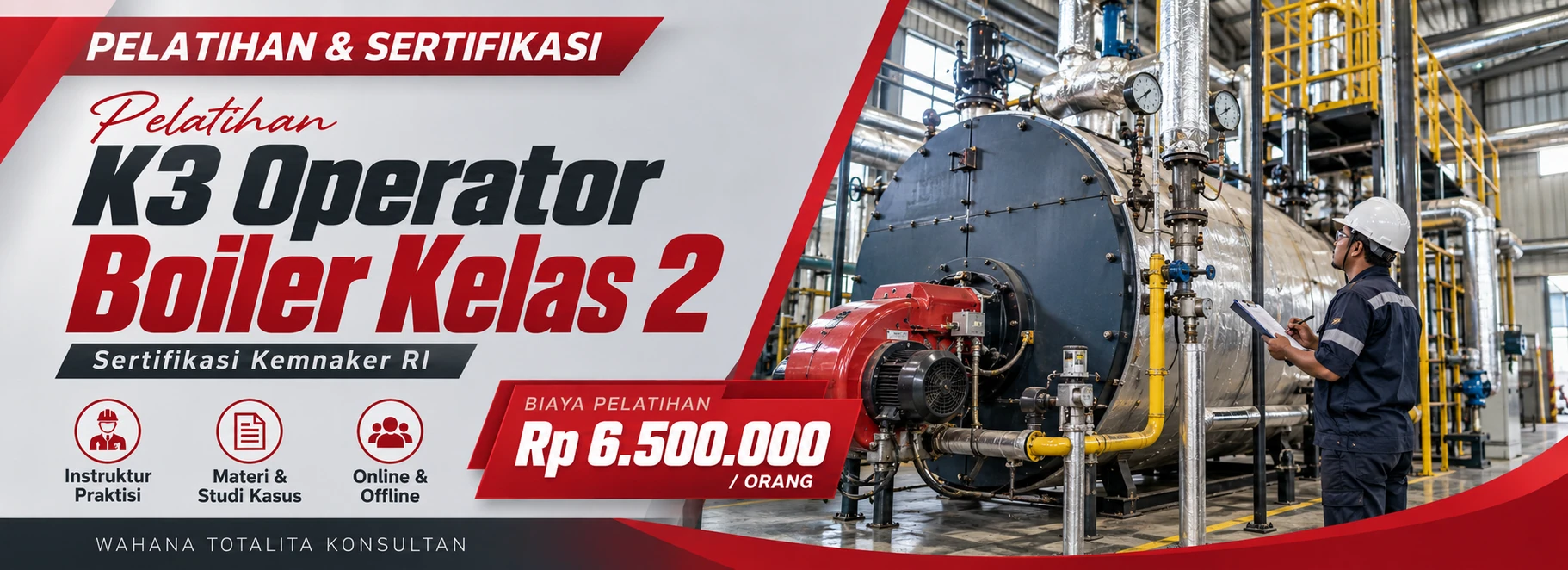 Pelatihan Pelatihan K3 Operator Boiler Kelas 2 Sertifikasi Kemnaker RI Sertifikasi KEMNAKER RI