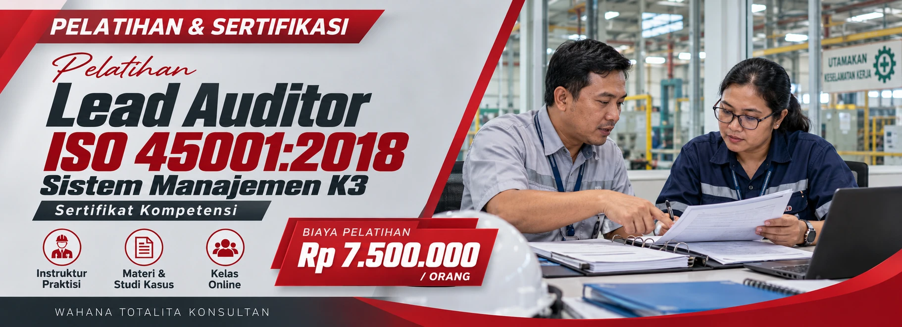 Pelatihan Pelatihan Lead Auditor ISO 45001:2018 Sistem Manajemen K3 Online