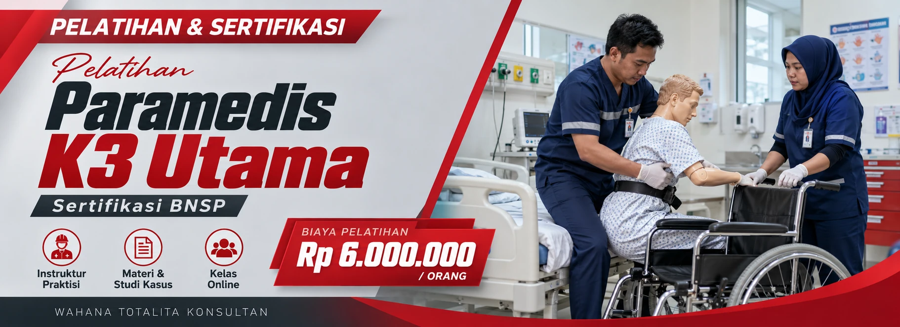 Pelatihan Pelatihan Paramedis K3 Utama Sertifikasi BNSP Online