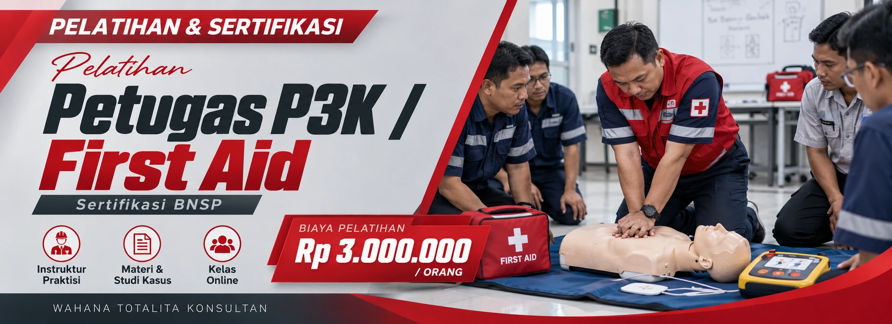 Pelatihan Pelatihan Petugas P3K / First Aid Online Sertifikasi BNSP Sertifikasi BNSP